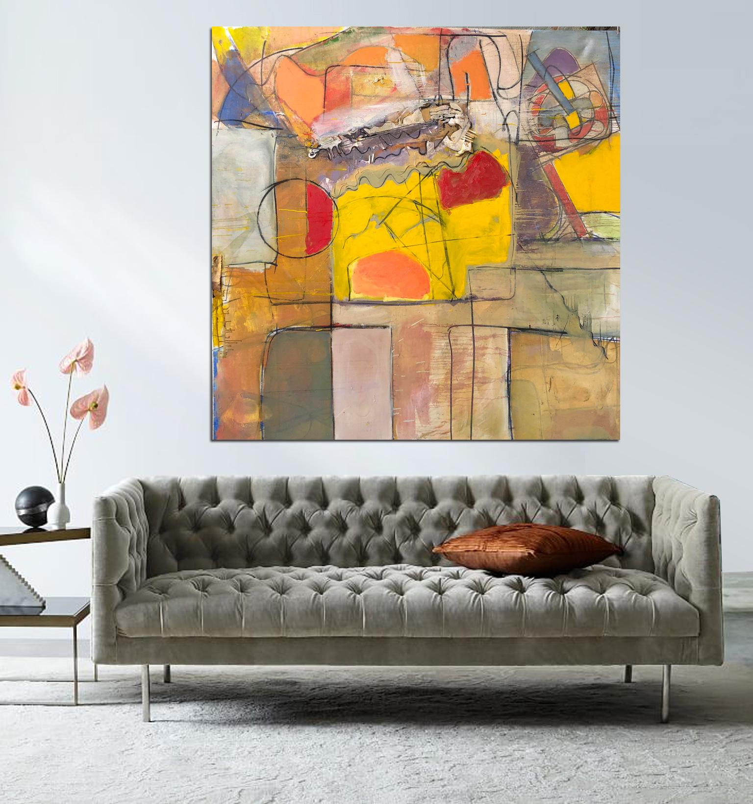 ‘Love’ Landscape, Contemporary Abstract Mixed Media On Canvas by Steven  For Sale 2