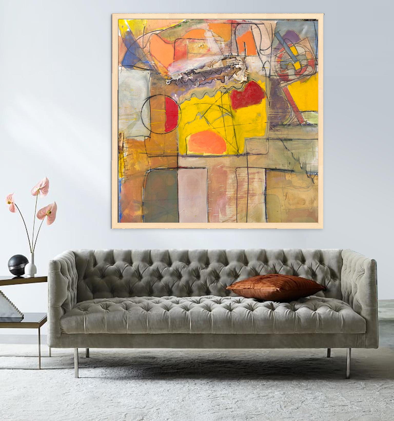 ‘Love’ Landscape, Contemporary Abstract Mixed Media On Canvas by Steven  For Sale 7