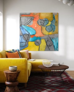"Circles" by Rehfeld - Colorful Geometric Abstract with Blue, Yellow, and Orange