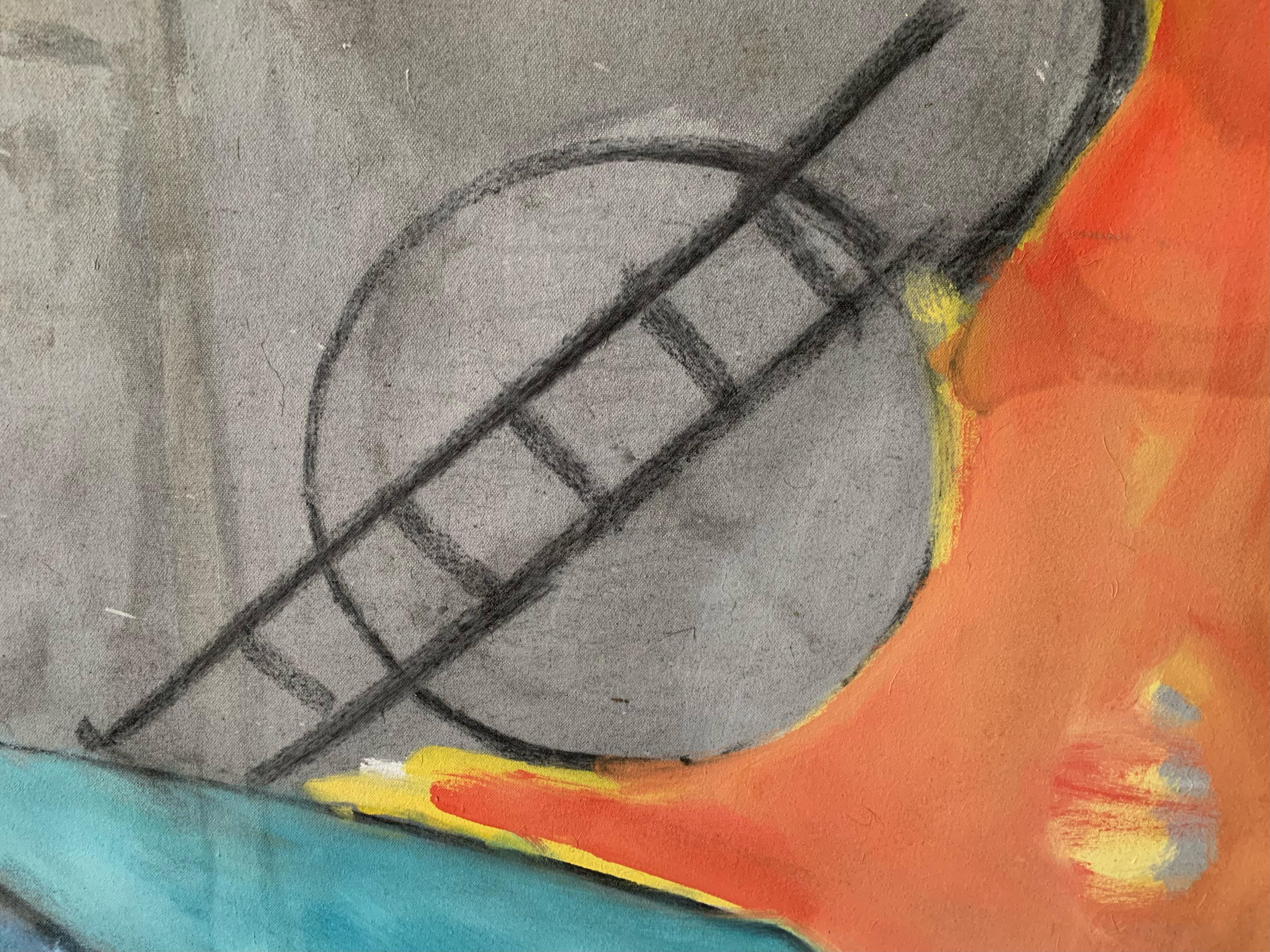 'Circles' by Steven H. Rehfeld - Large Blue, Yellow, and Orange Abstract Art For Sale 2