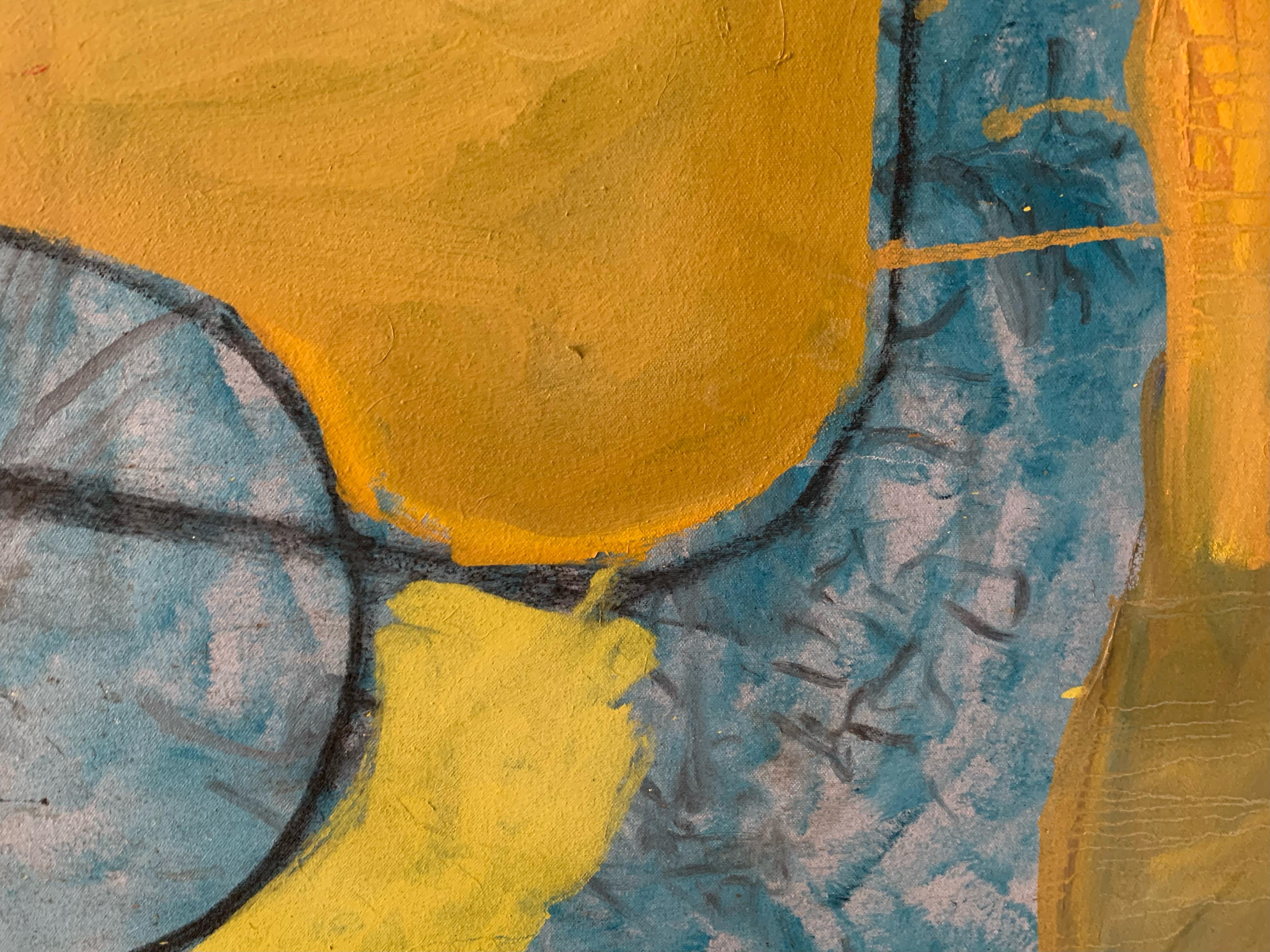 'Circles' by Steven H. Rehfeld - Large Blue, Yellow, and Orange Abstract Art For Sale 3