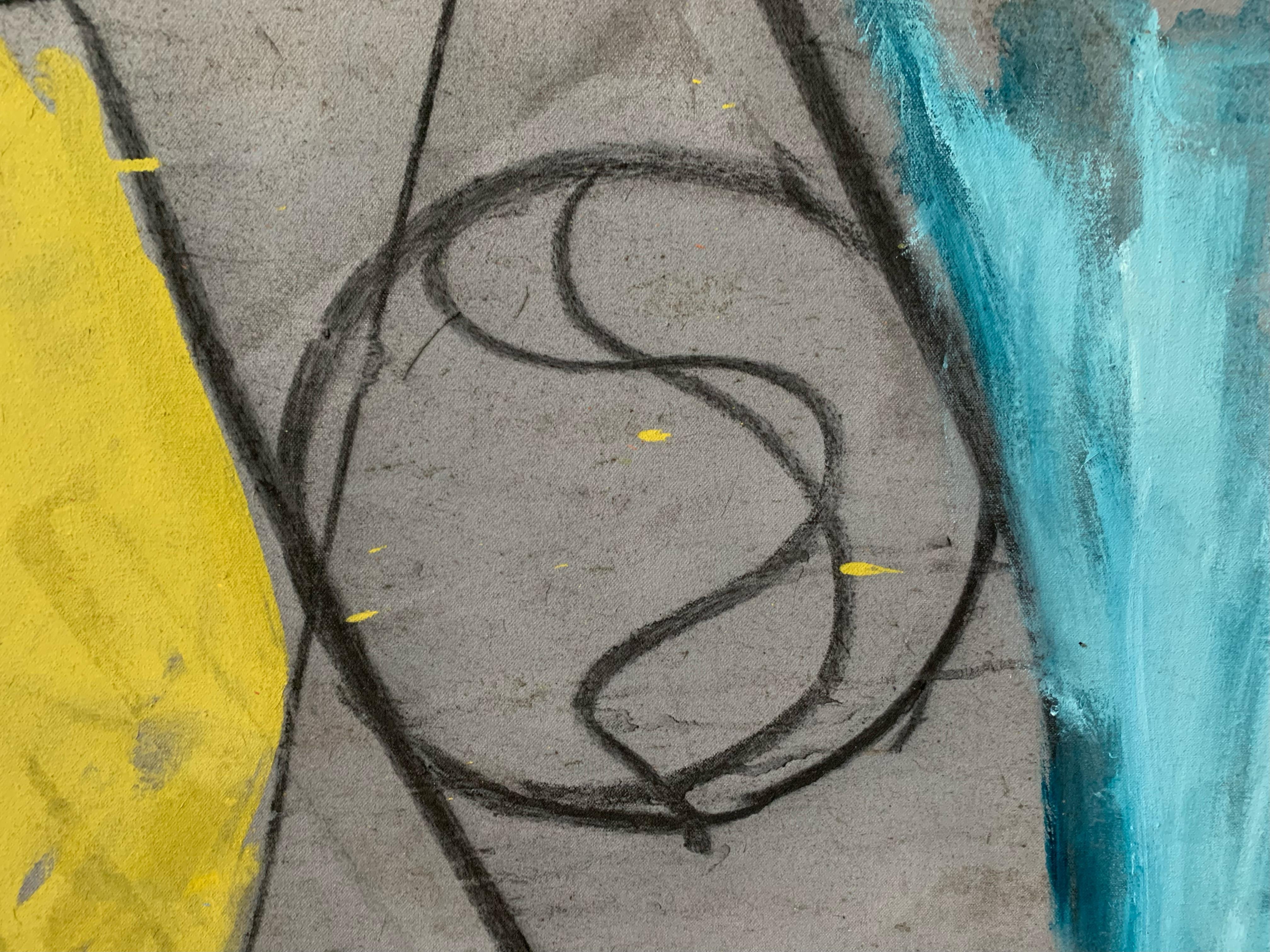 'Circles' by Steven H. Rehfeld - Large Blue, Yellow, and Orange Abstract Art For Sale 4