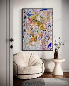 'Congruence' Media mista astratta blu e rosa di Steven Rehfeld