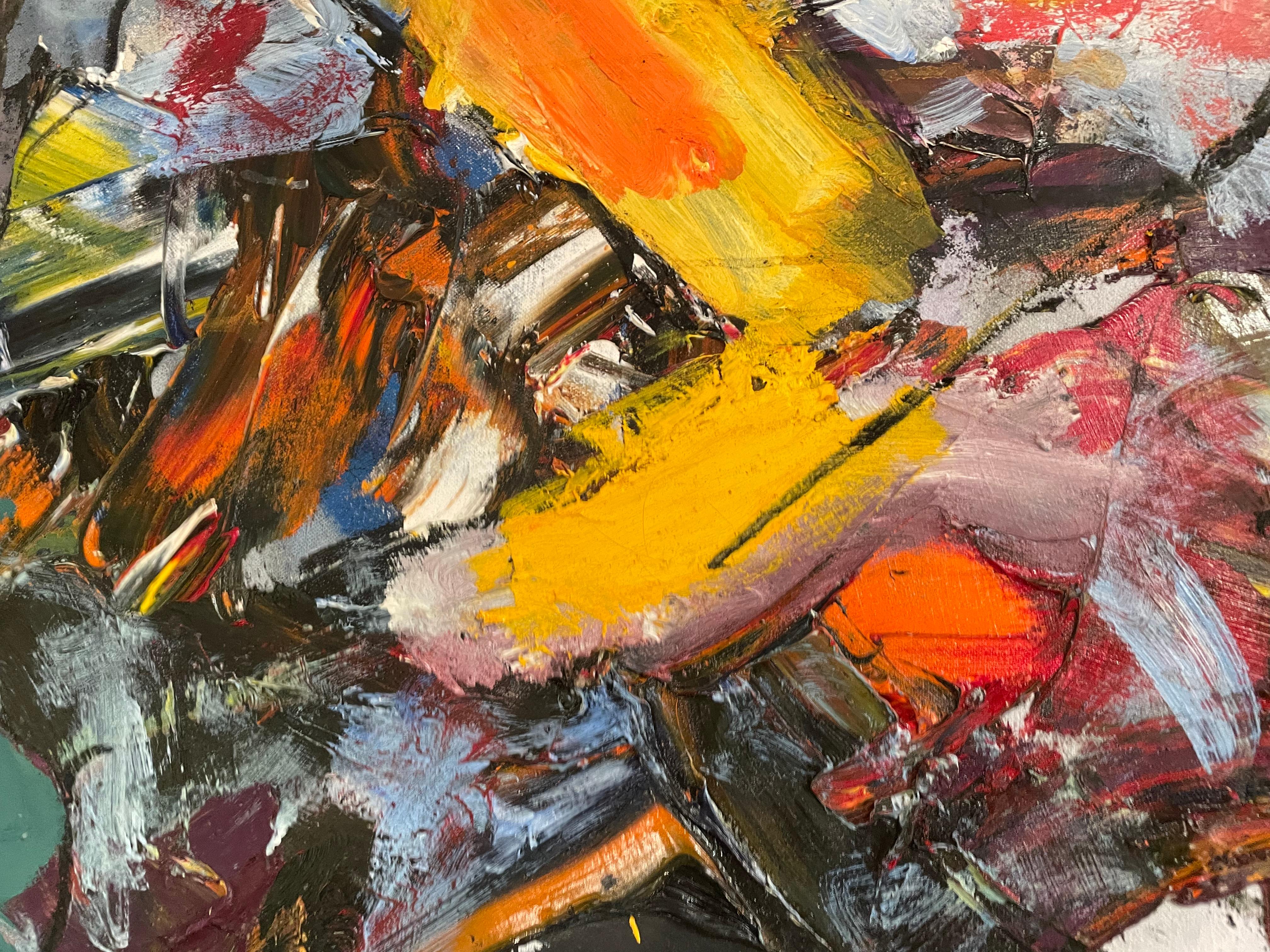 'Ecstasy' grande tecnica mista colorata contemporanea astratta su tela di Steven - Painting di Steven H. Rehfeld