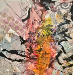 Energia" di Steven H. Rehfeld - Pittura astratta a tecnica mista arancione/rosa/nera