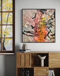 ‘Energy’ by Steven H. Rehfeld - Orange/Pink/Black Mixed Media Abstract Painting