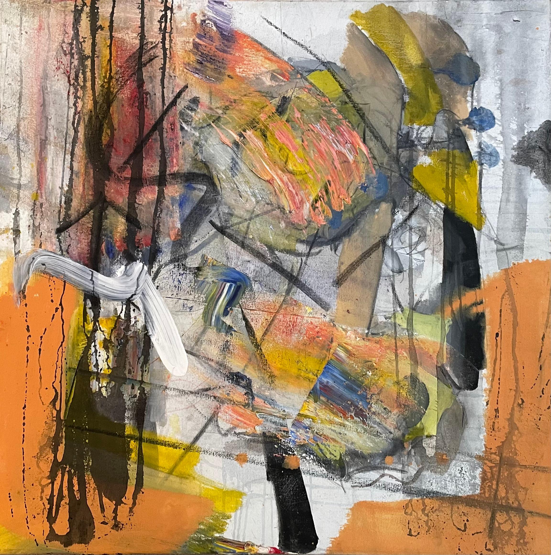 Steven H. Rehfeld Abstract Painting - "Exuberance" Orange Tones Contemporary Abstract Mixed Media by Steven Rehfeld