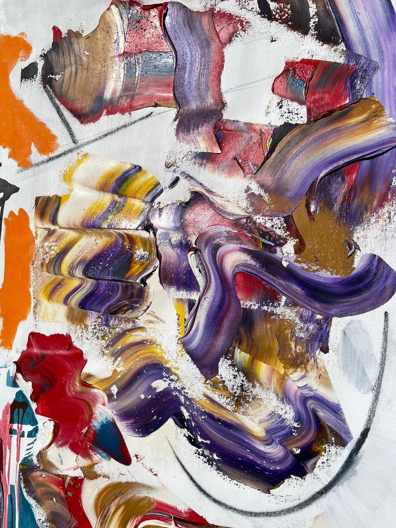 'Fluid Expression II' by Steven H. Rehfeld - Colorful Abstract on White Canvas For Sale 3