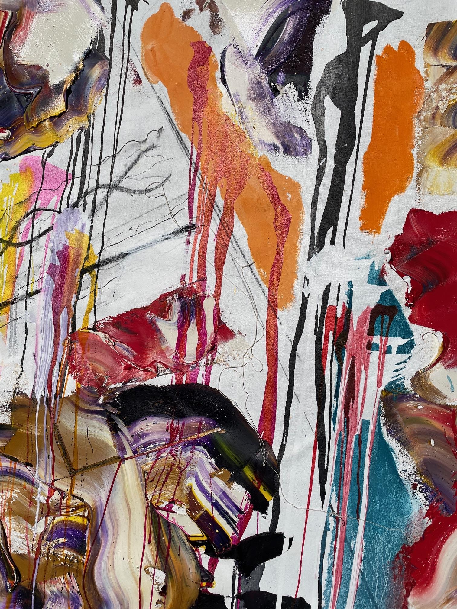 'Fluid Expression II' by Steven H. Rehfeld - Colorful Abstract on White Canvas For Sale 5