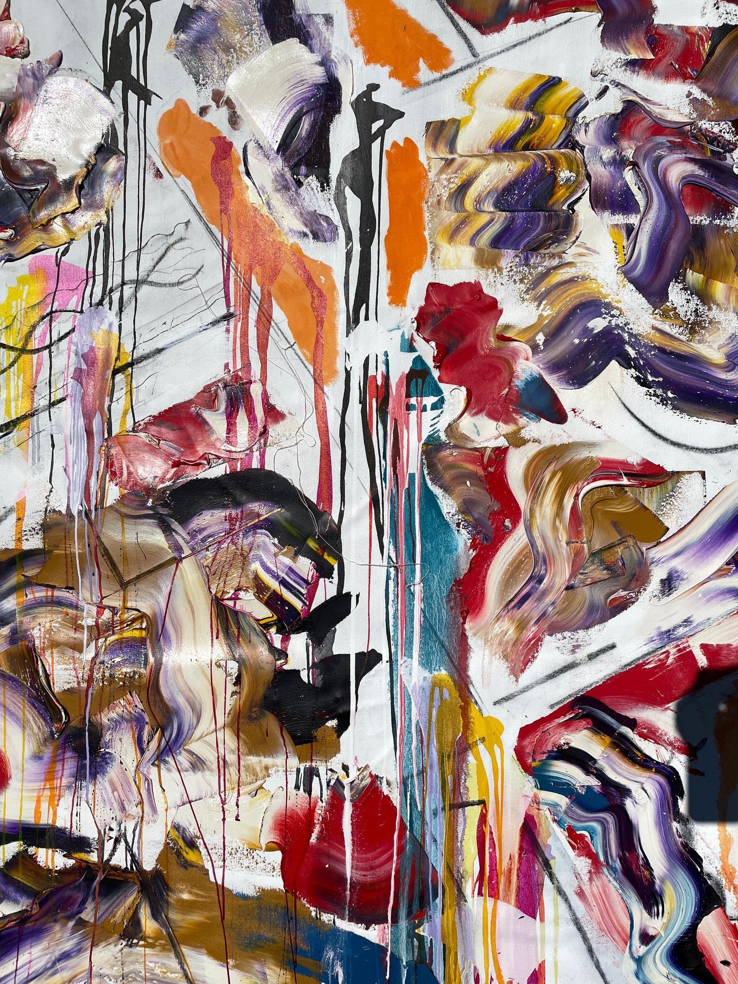 'Fluid Expression II' by Steven H. Rehfeld - Colorful Abstract on White Canvas For Sale 7