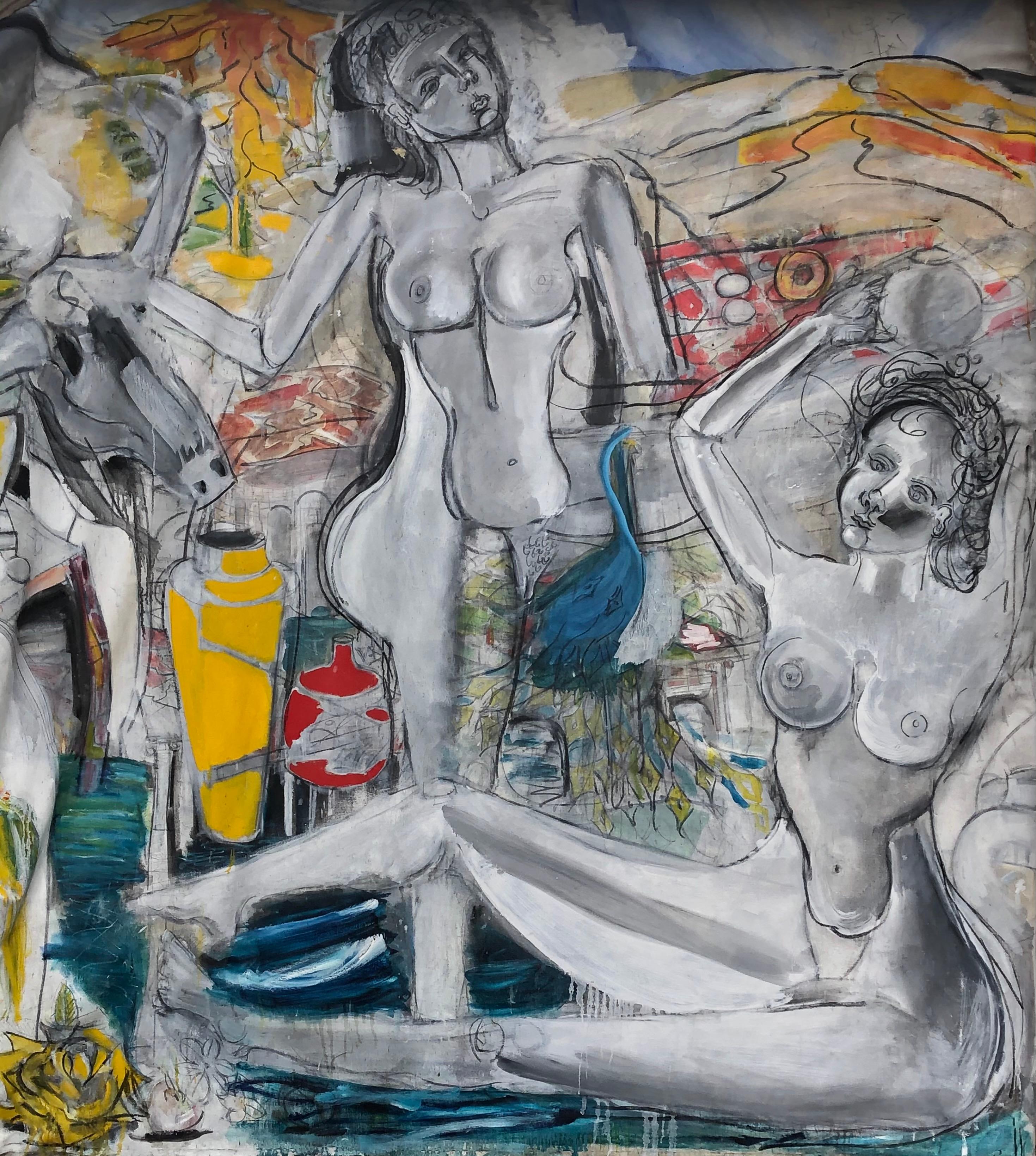 Steven H. Rehfeld Figurative Painting - Contemporary Figurative Women Models Abstract Painting O/C 11ft x 11ft By Steven
