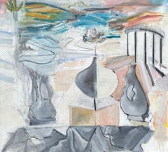 « Hidden Vista » de Steven H. Rehfeld - Paysage en blanc, gris, bleu et vert