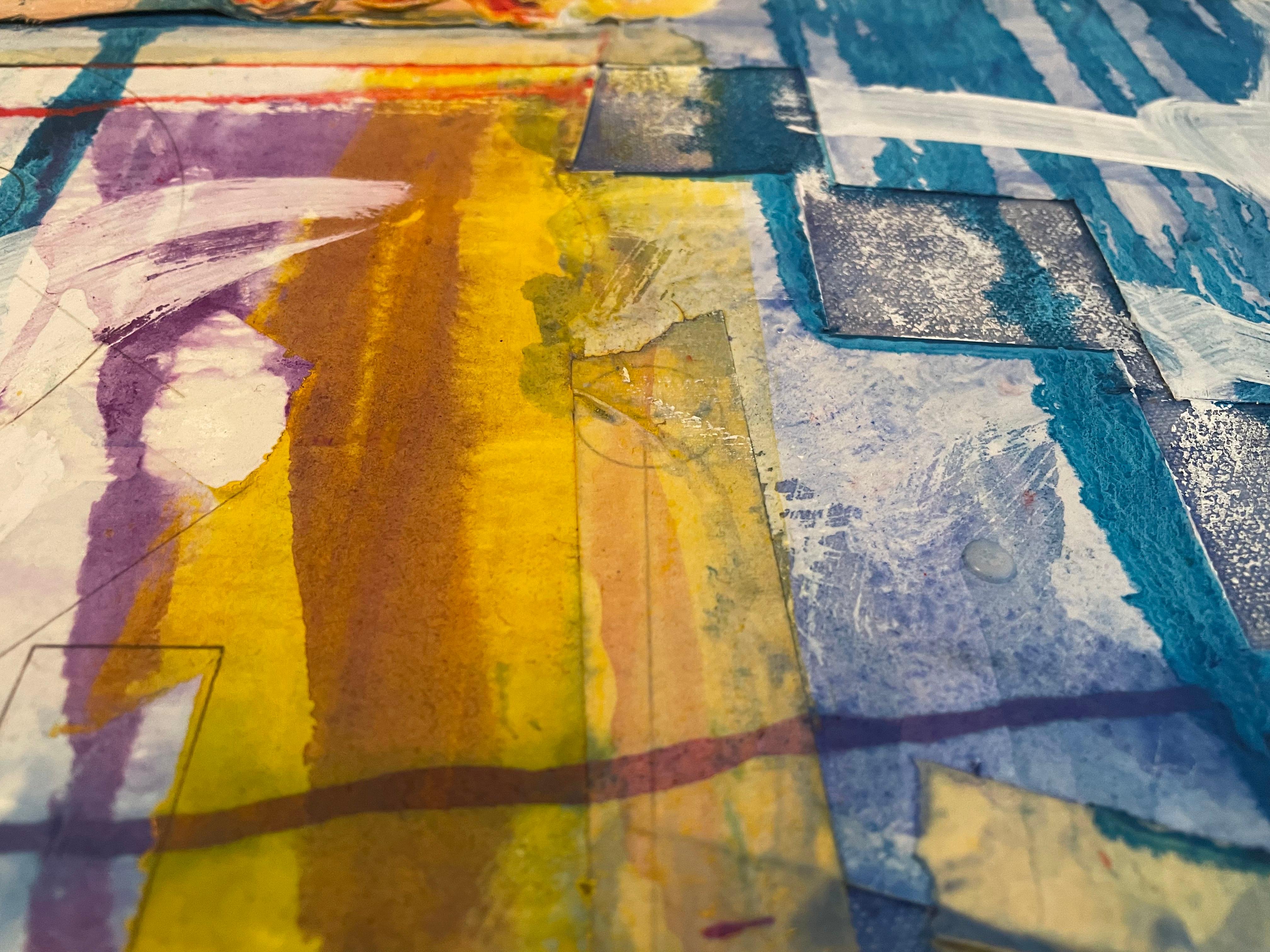 „Interplay“ von Steven H. Rehfeld – farbenfrohes, kleines, abstraktes Mixed Media-Gemälde  im Angebot 2