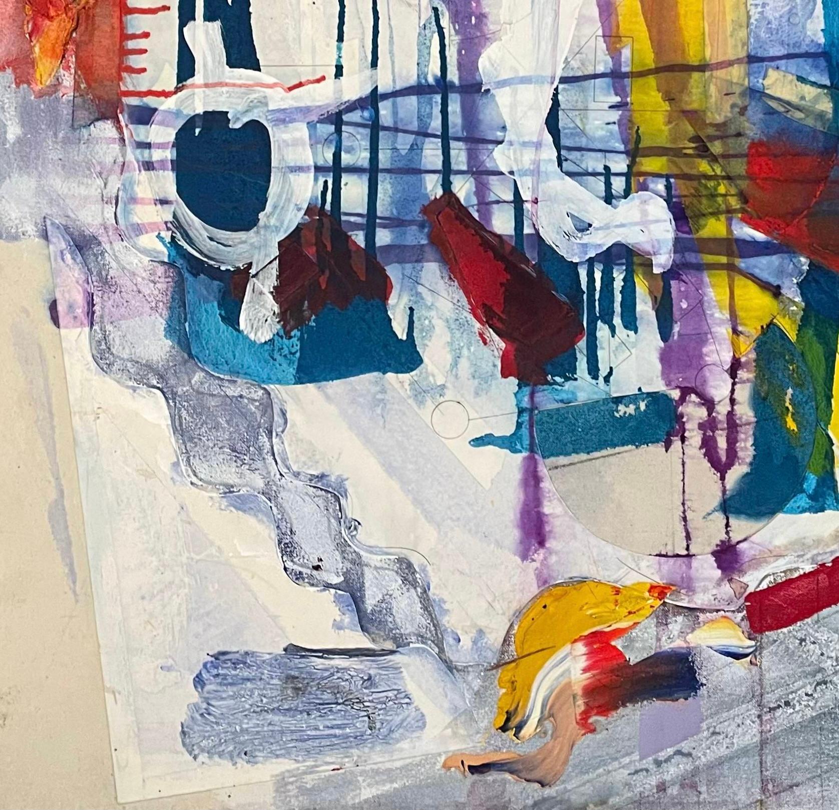 « Interplay » de Steven H. Rehfeld - œuvre d'art abstraite blanche, bleue, rouge et jaune en vente 8
