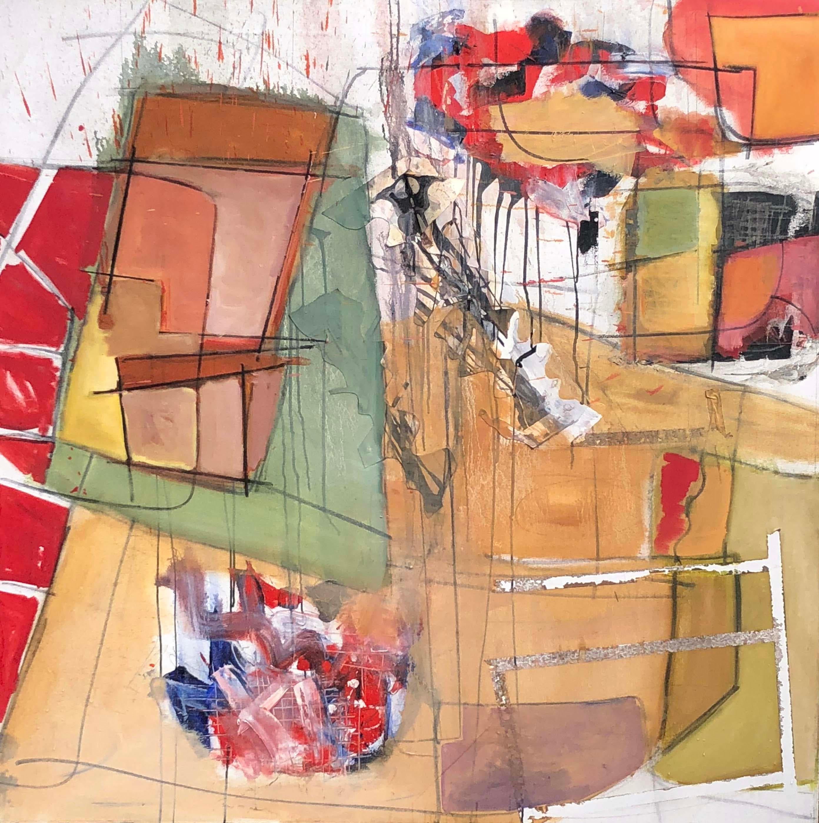 'Senza titolo' di Steven H. Rehfeld - Grande quadro astratto arancione e rosso