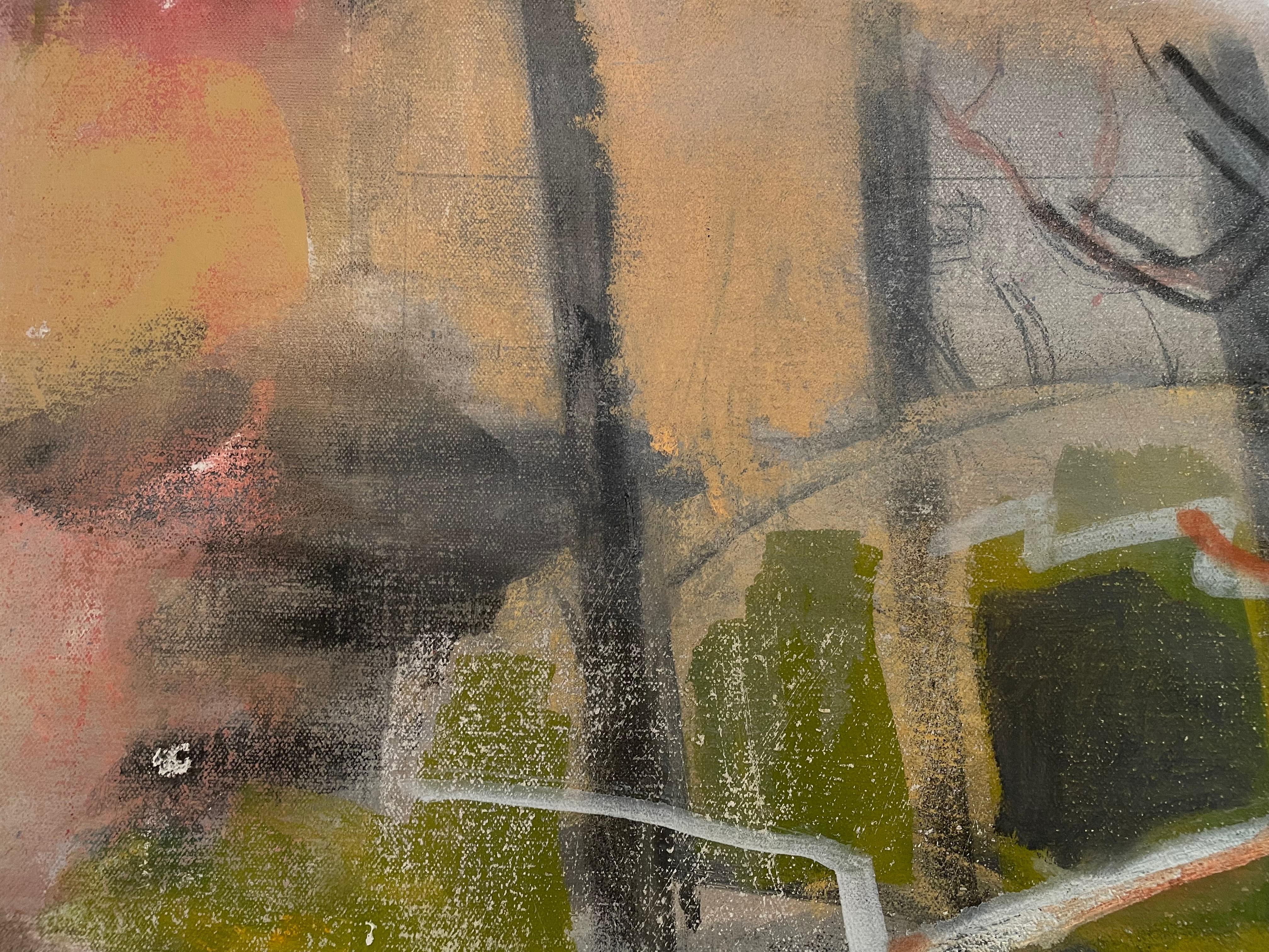 'Fiori di maggio' - Paesaggio astratto contemporaneo colorato a tecnica mista - Abstract Painting Marrone di Steven H. Rehfeld