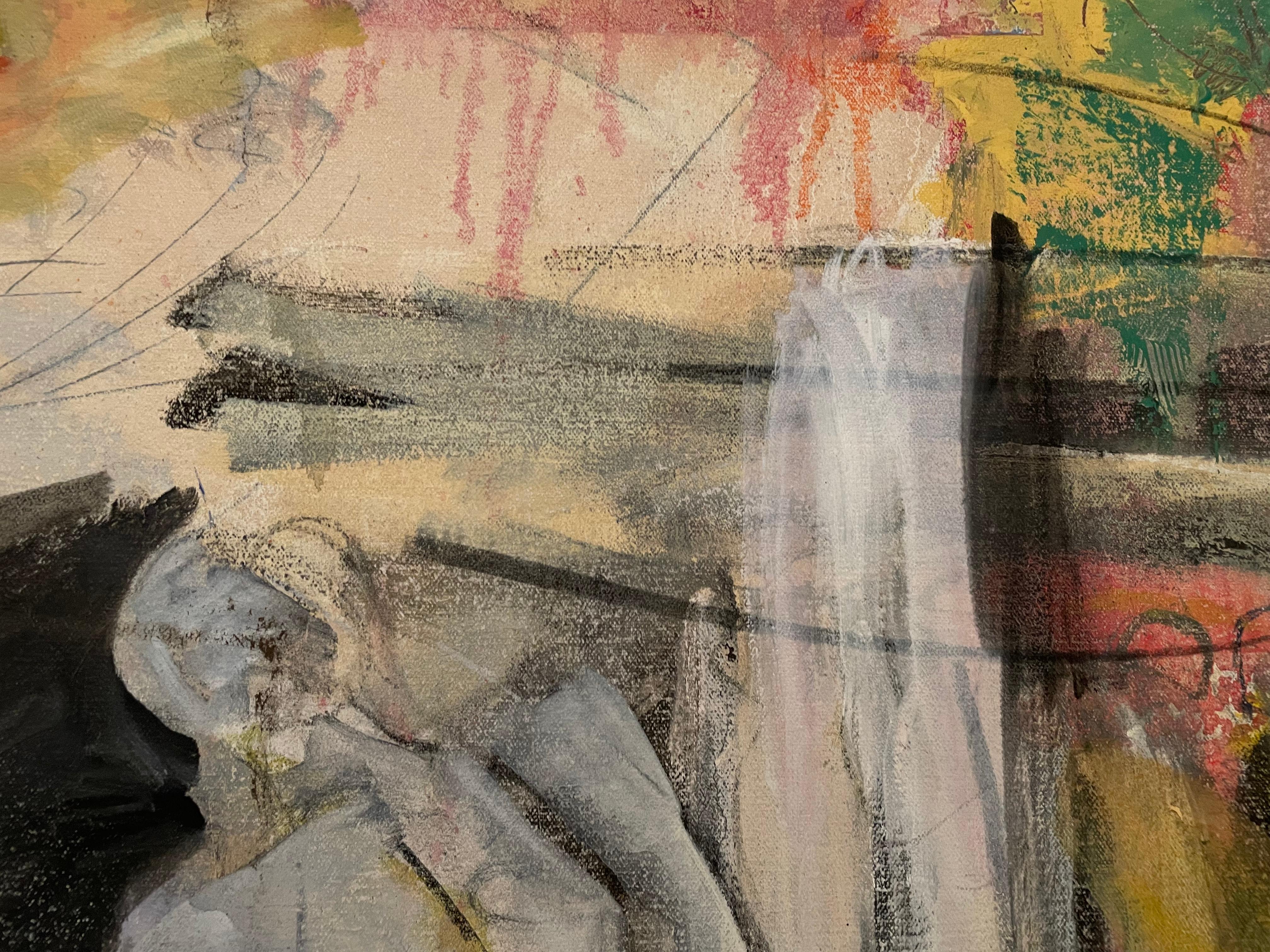 'Fiori di maggio' - Paesaggio astratto contemporaneo colorato a tecnica mista in vendita 1