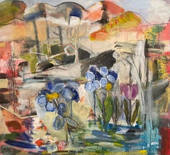"May Flowers" mixed media paysage abstrait contemporain coloré