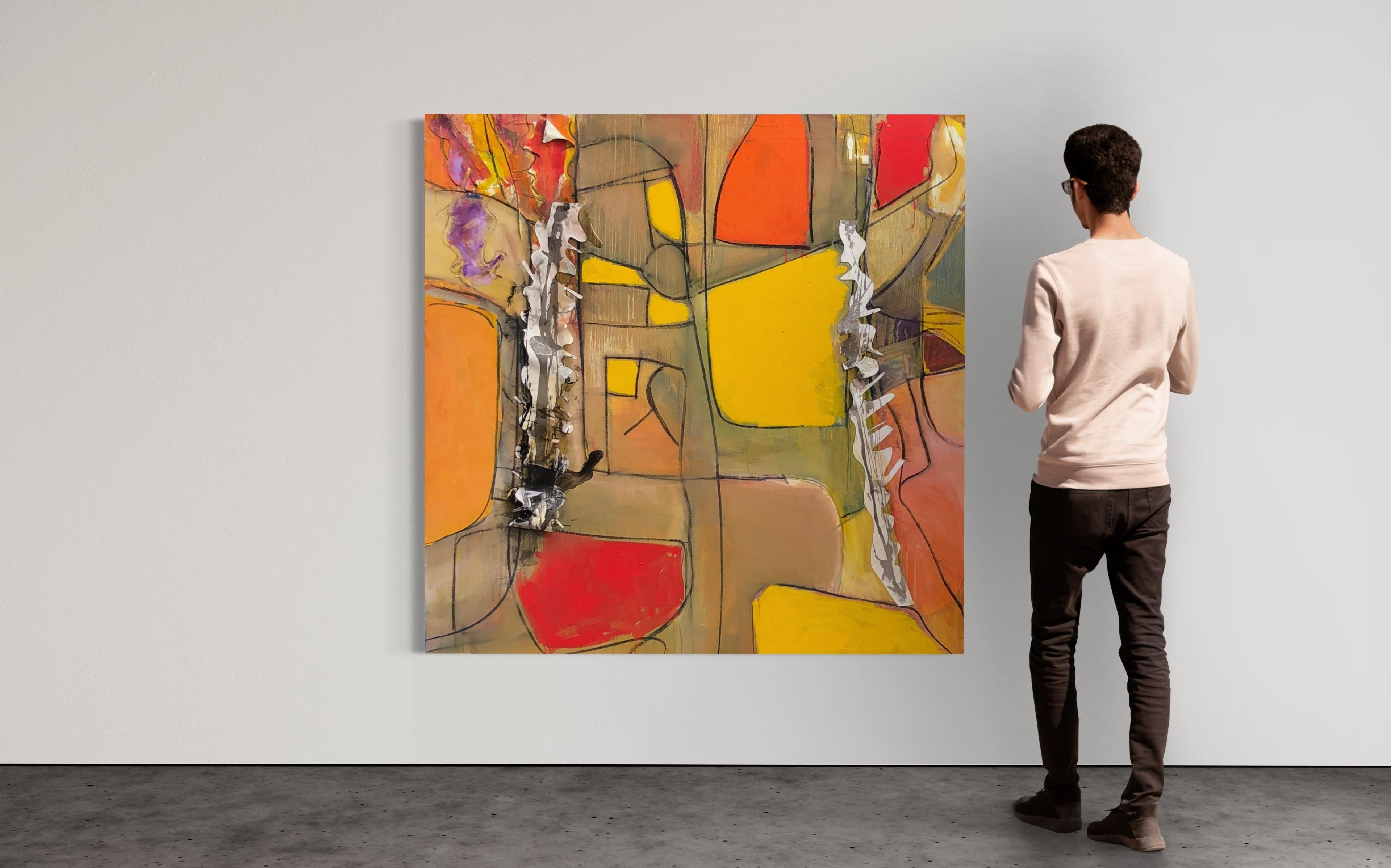 « Mosaic Nature » de Steven H. Rehfeld - Ocre, jaune et orange - Grand abstrait en vente 1
