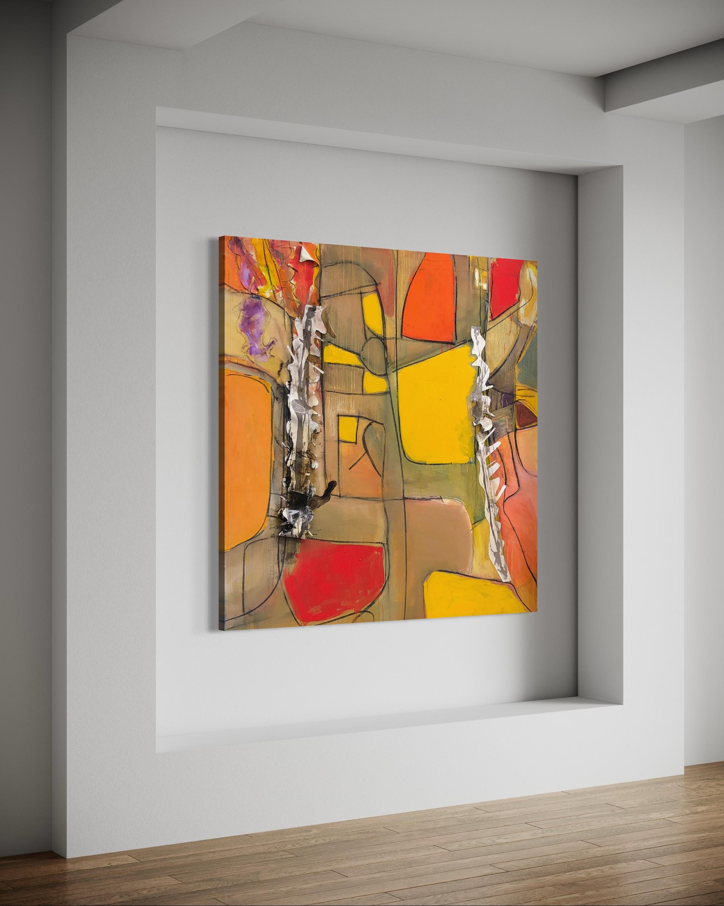 « Mosaic Nature » de Steven H. Rehfeld - Ocre, jaune et orange - Grand abstrait en vente 8