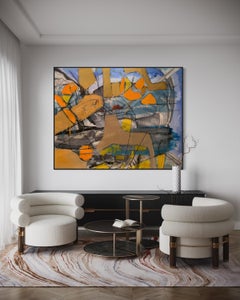 'Oasis' di Steven H. Rehfeld - Astratto contemporaneo arancione e blu molto grande