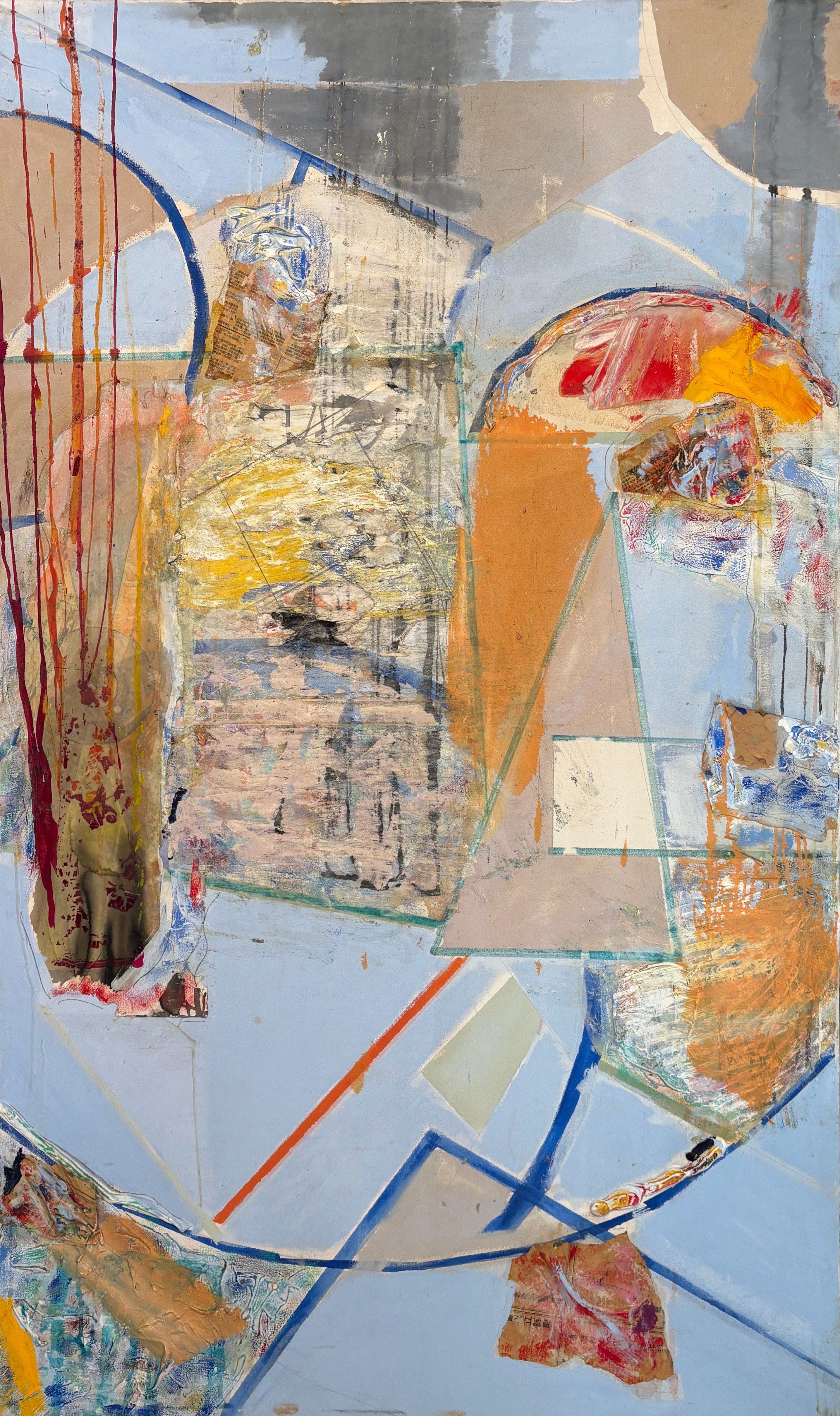"Orange and Blue" by Steven H. Rehfeld - Textured Contemporary Abstract Painting