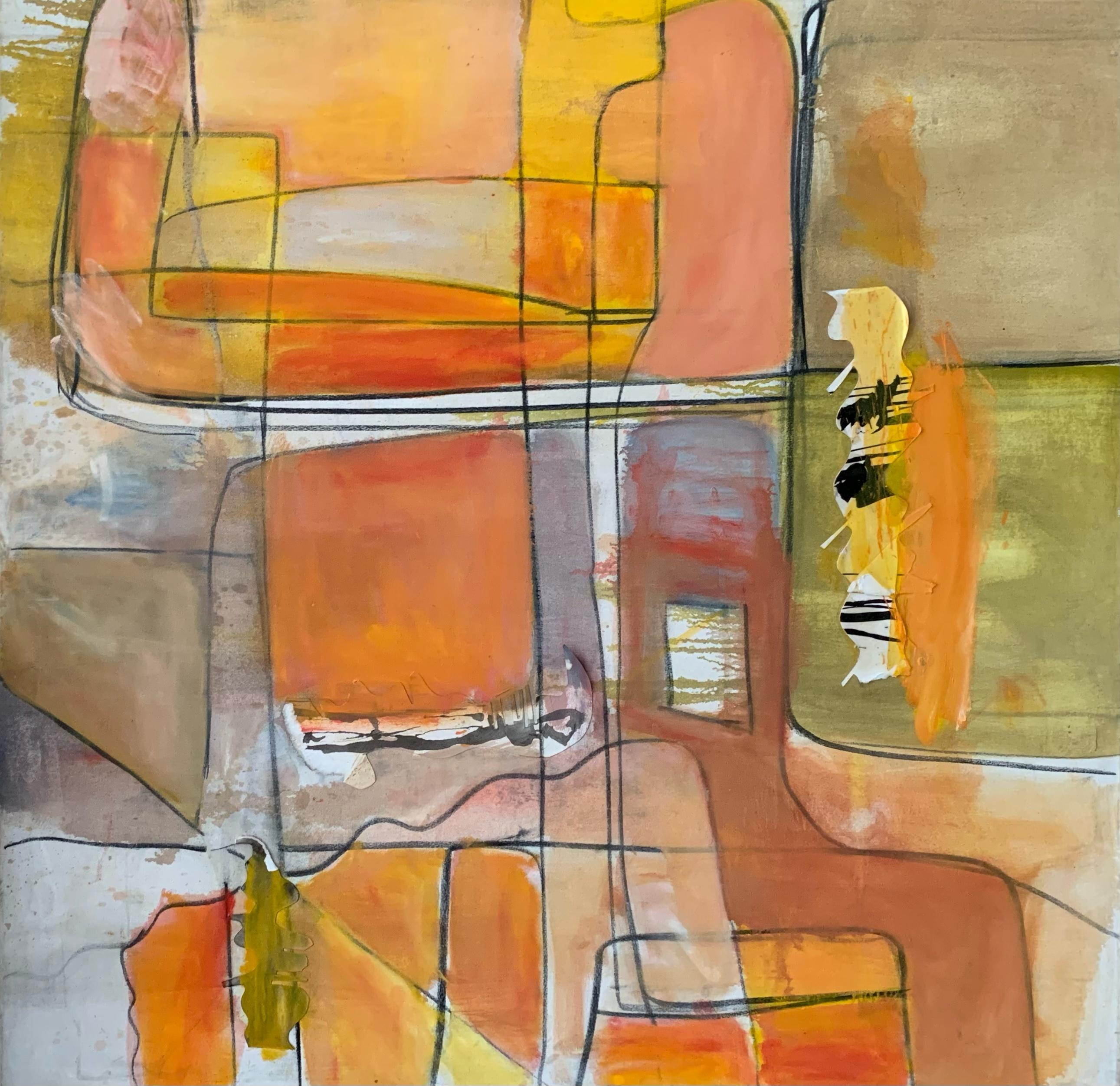 Steven H. Rehfeld Abstract Painting - "Orange Colors" Large Orange Contemporary Abstract By Steven Rehfeld