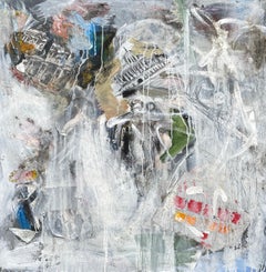 "Pompeya" de Steven H. Rehfeld - Pintura collage abstracta figurativa blanca