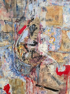 „Red Line“ von Steven H. Rehfeld – helles, strukturiertes Gemälde in Mischtechnik auf Leinwand