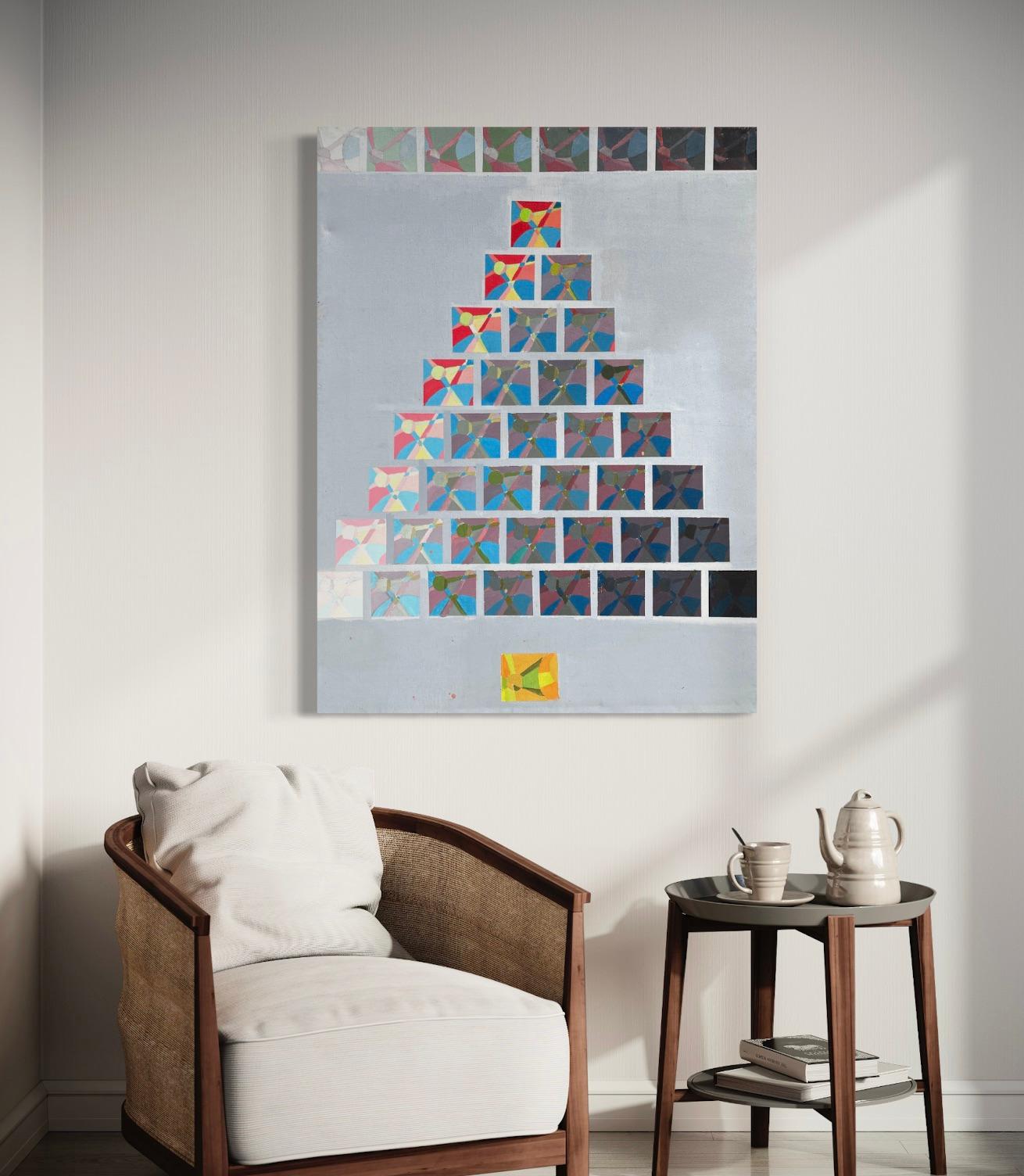 « San Miguel » de Steven H. Rehfeld - abstrait géométrique rouge, bleu et jaune en vente 1
