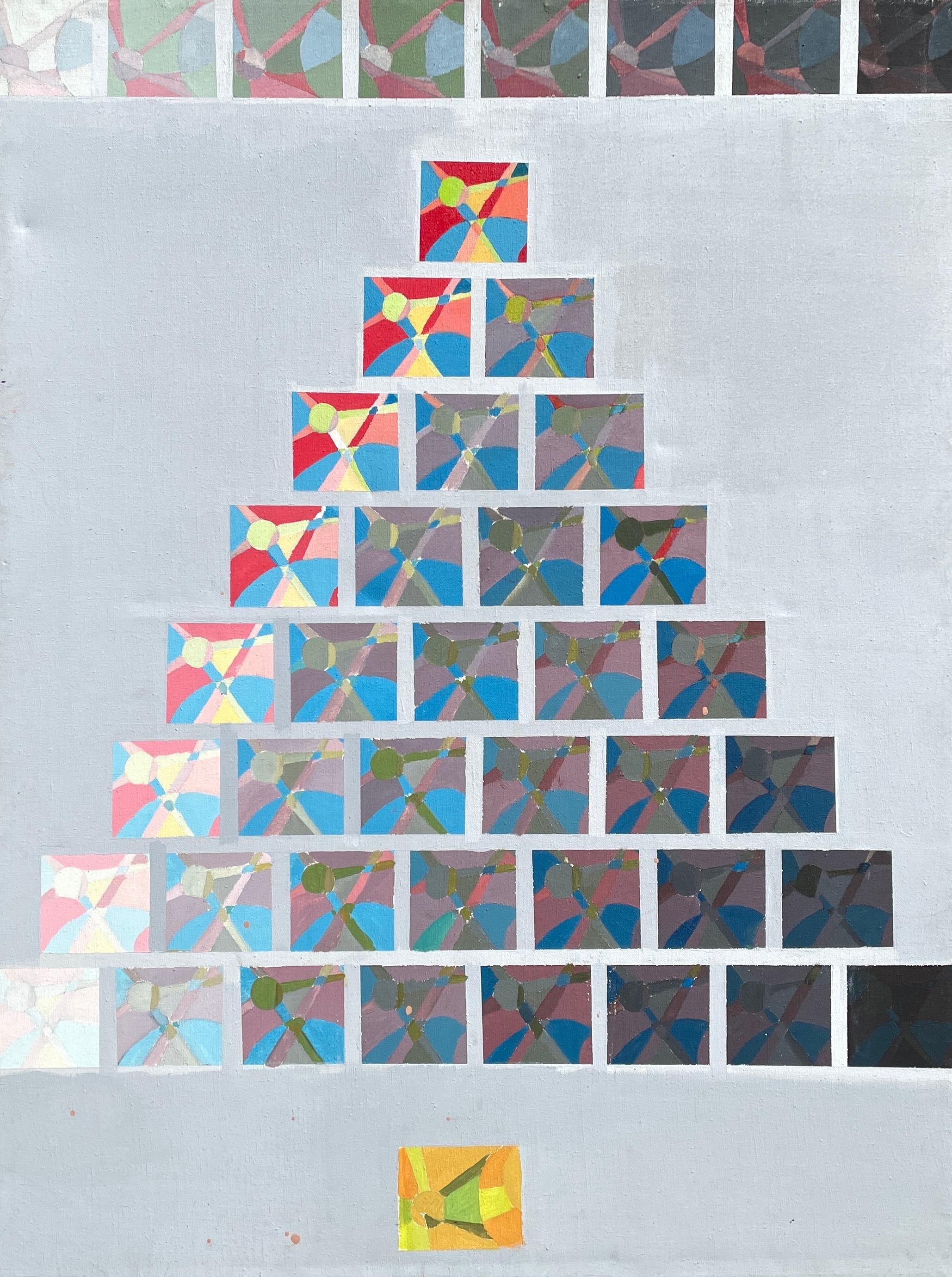 Steven H. Rehfeld (Américain, né en 1954)
"San Miguel" 2000
Peinture à l'huile, toile, barres de tension
L'artiste a signé le dos du tableau.

San Miguel" de Steven H. Rehfeld est une toile captivante de 46" x 34,5" en techniques mixtes qui démontre