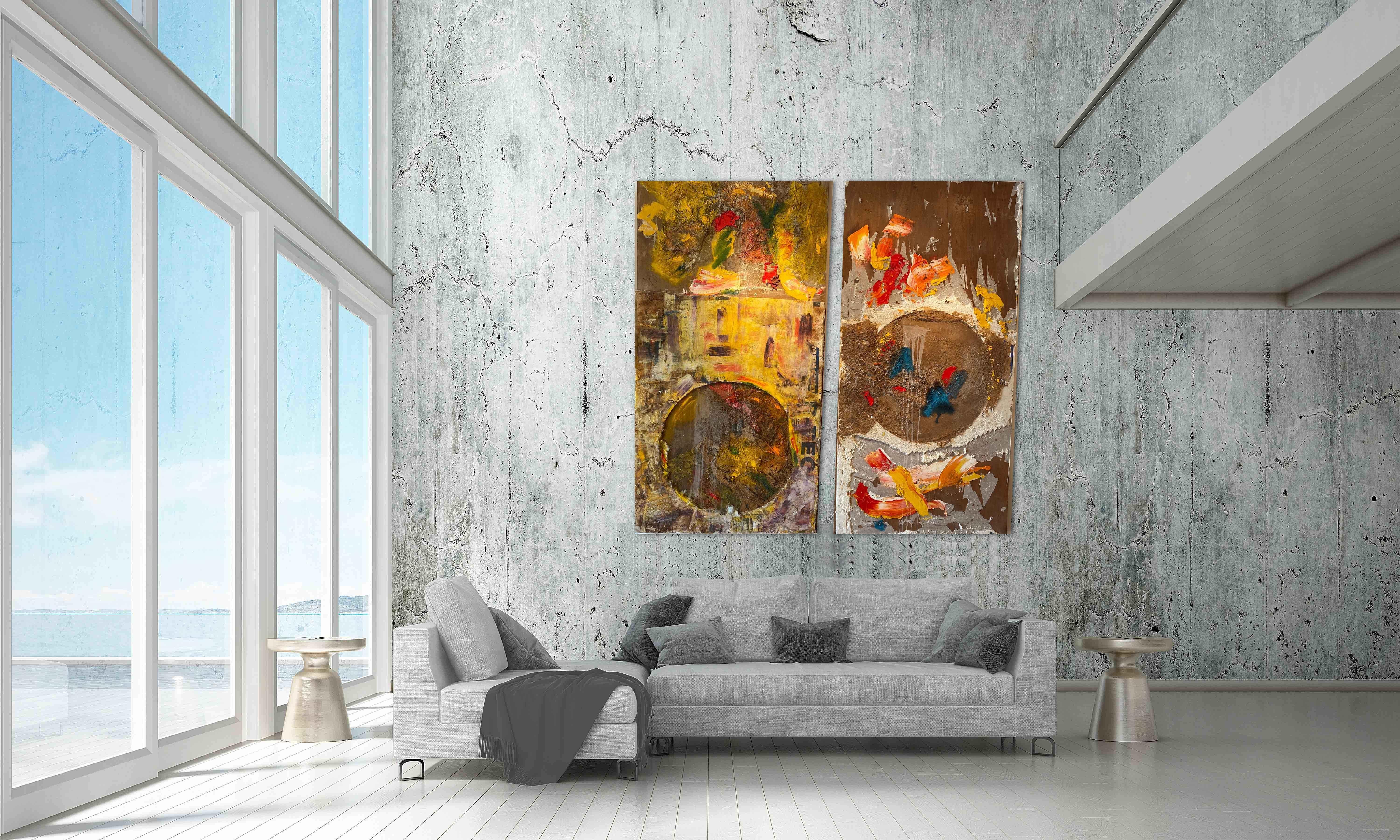 Sea of Love, Mixed Media, zeitgenössisch, abstrakt, 1,25 m x 2,25 m jeder Tafel von Steave (Abstrakt), Painting, von Steven H. Rehfeld