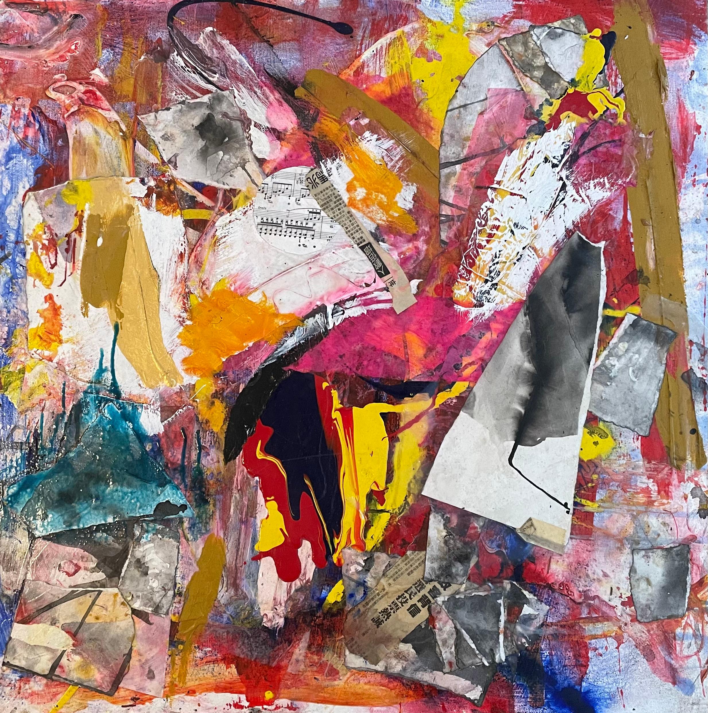 Steven H. Rehfeld Abstract Painting - "Singularity" Colorful Mixed Media Contemporary Abstract Expressionist