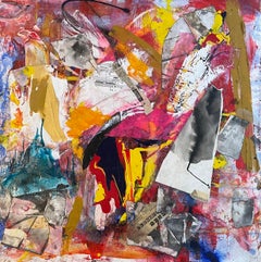"Singularité" Expressionniste abstrait contemporain en techniques mixtes colorées