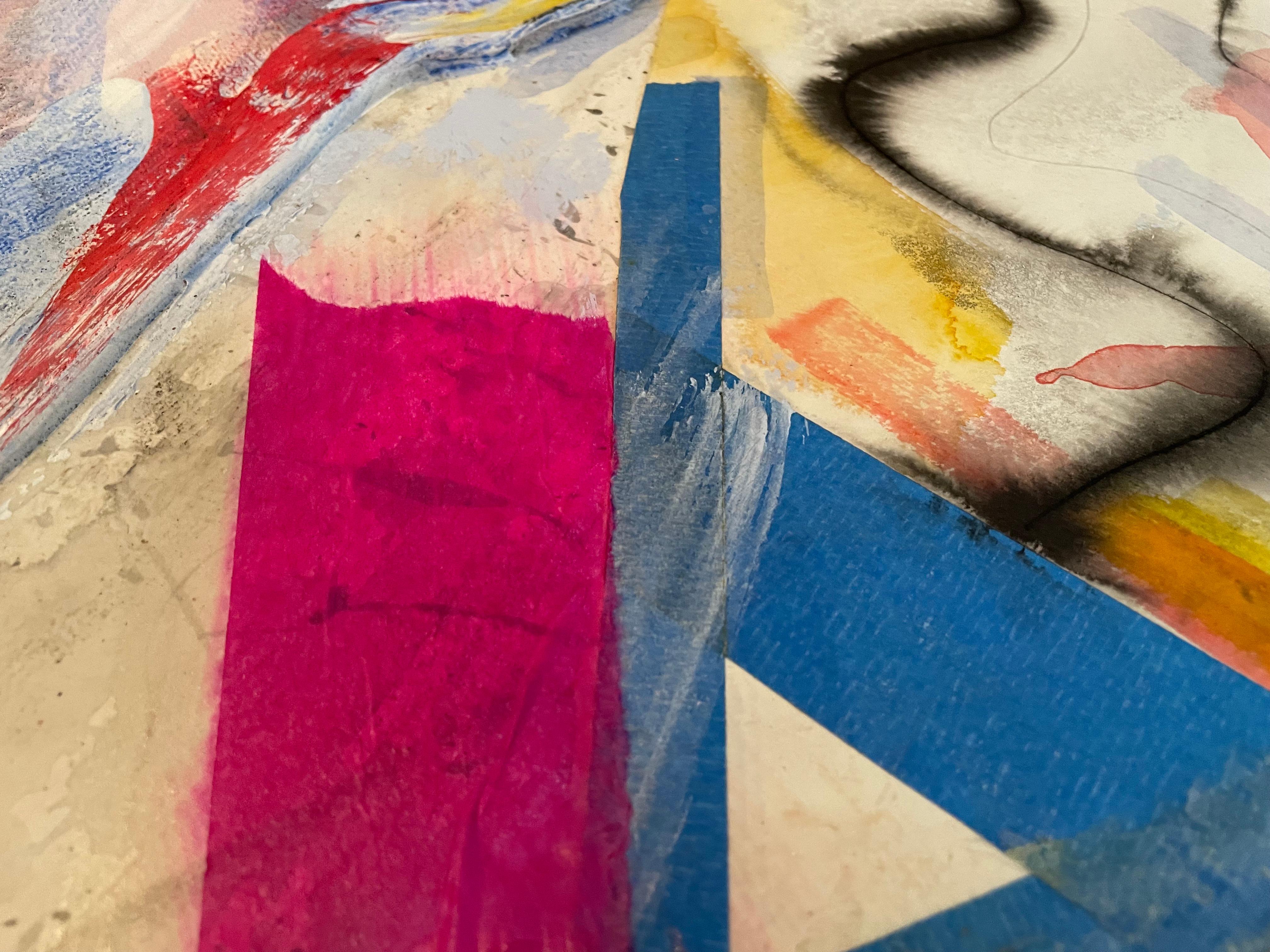 'Subliminal' Colorful Mixed Media Contemporary Abstract by Steven H. Rehfeld For Sale 1
