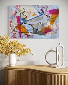 Subliminal" Abstrait contemporain coloré en Mixed Media de Steven H. Rehfeld