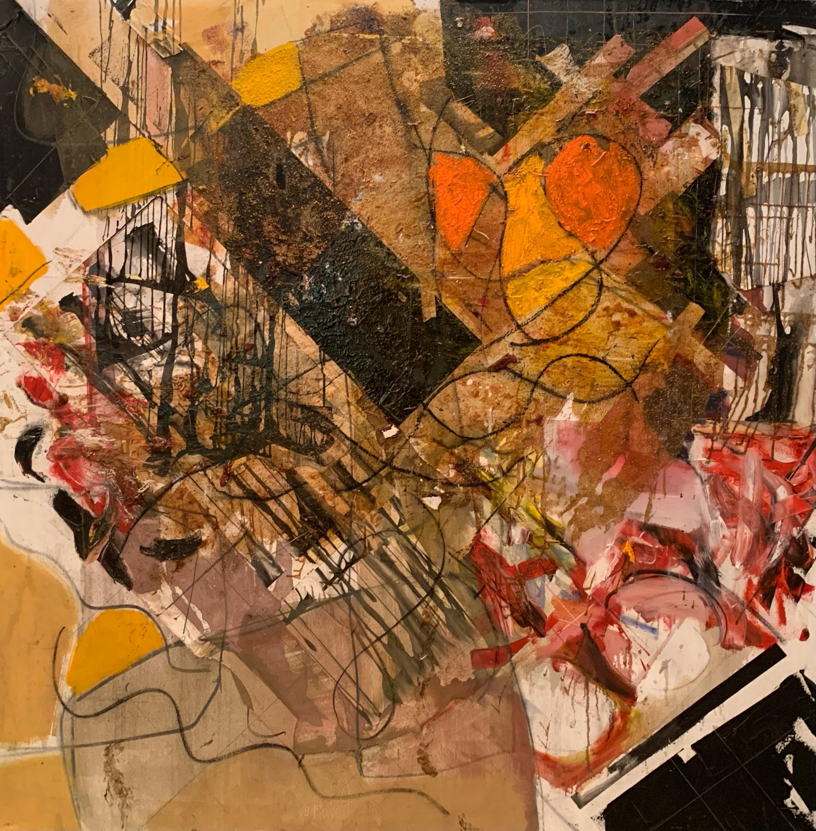 'Sunlight' - Media mista nera e arancione - Grande astratto contemporaneo - Painting di Steven H. Rehfeld