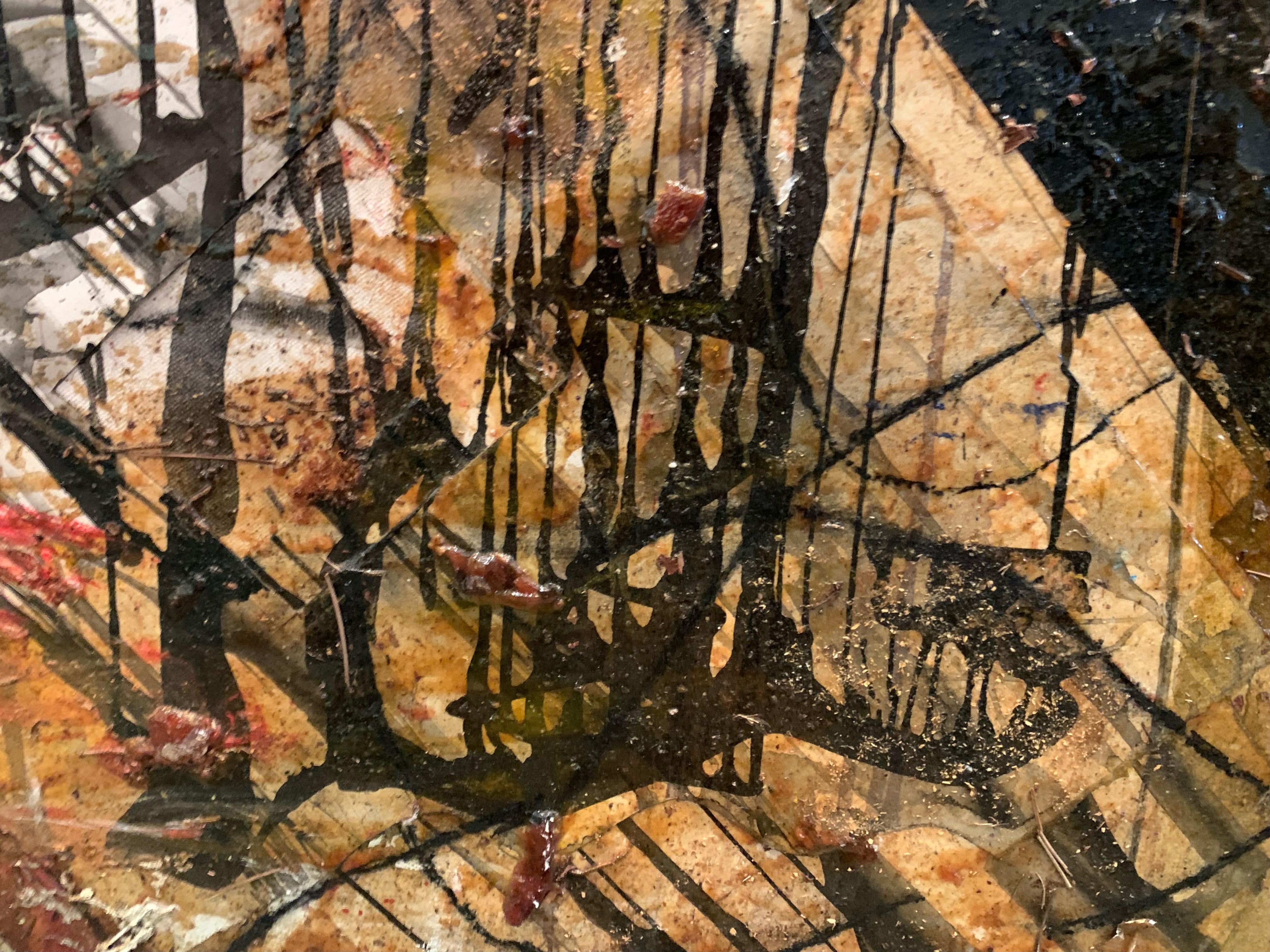 'Sunlight' - Media mista nera e arancione - Grande astratto contemporaneo in vendita 1