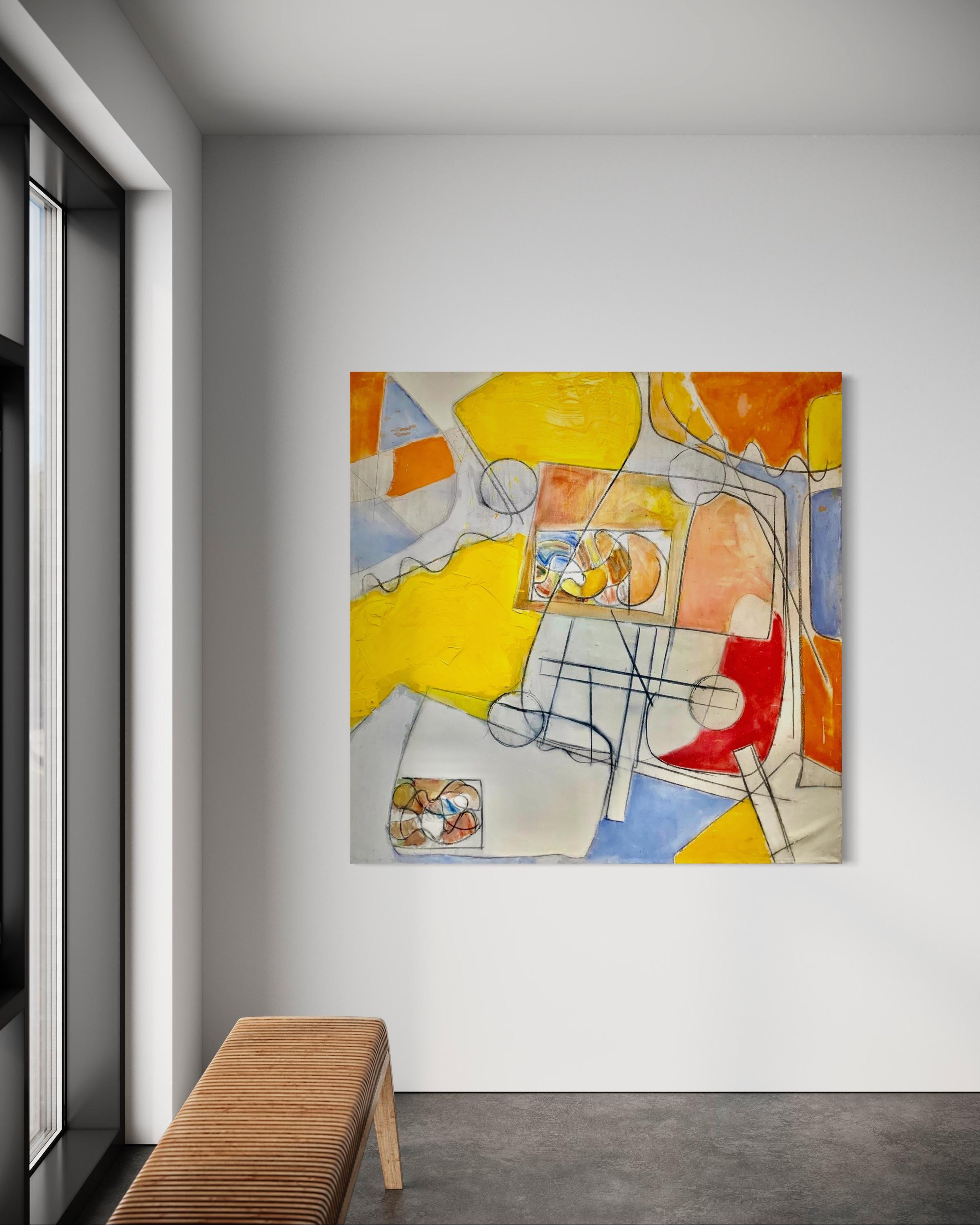 « Sunset Over Asilomar » de Steven H. Rehfeld - Abstrait blanc, orange et bleu en vente 1