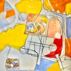 'Sunset Over Asilomar' by Steven H. Rehfeld - White, Orange and Blue Abstract