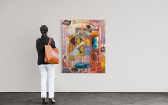 "Fragmentos" - Vibrante Técnica Mixta Abstracta Contemporánea en Cálida Paleta Pastel