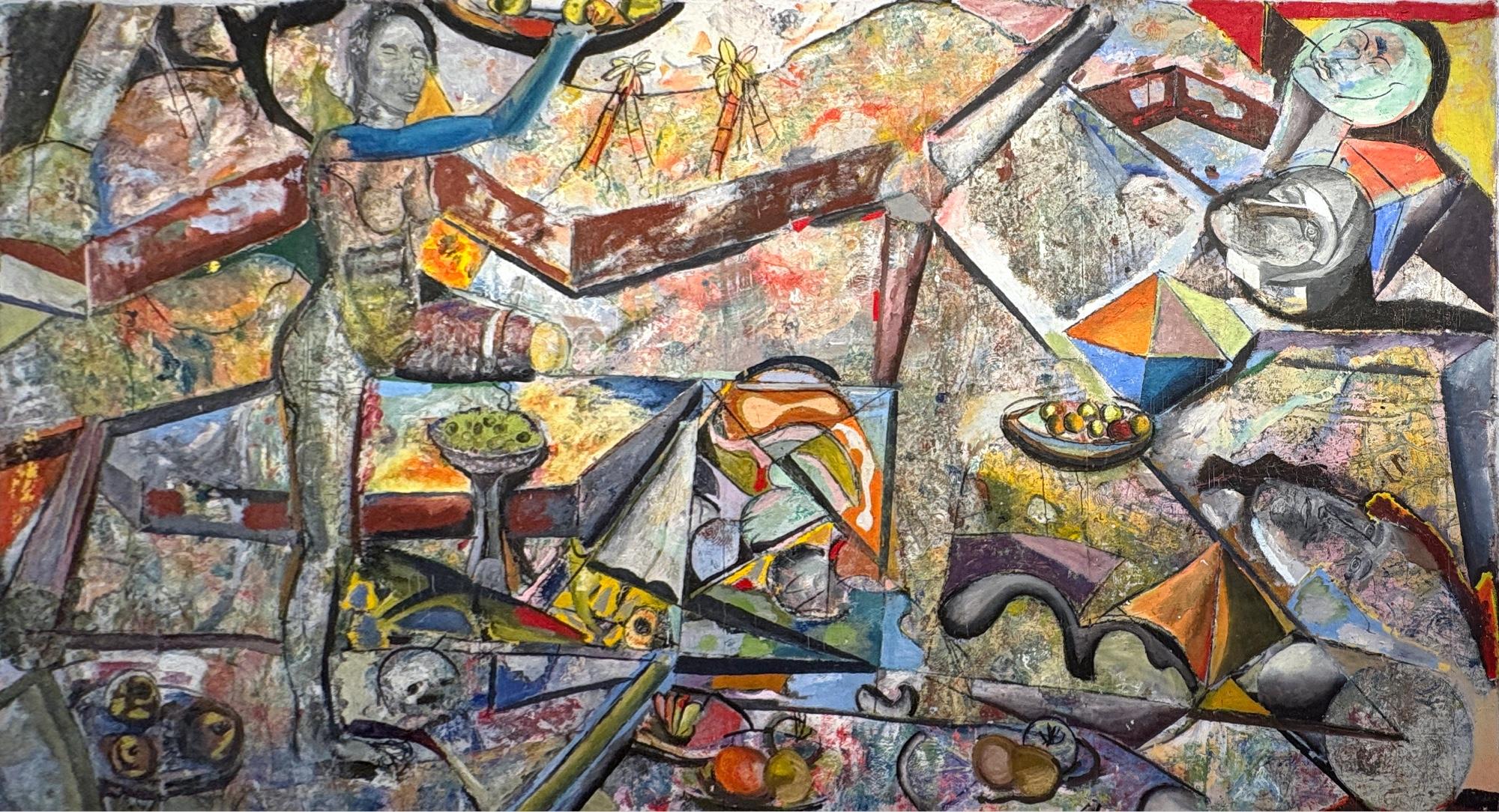 Festa" di Steven H. Rehfeld - Pittura ad olio originale figurativa epica di grandi dimensioni
