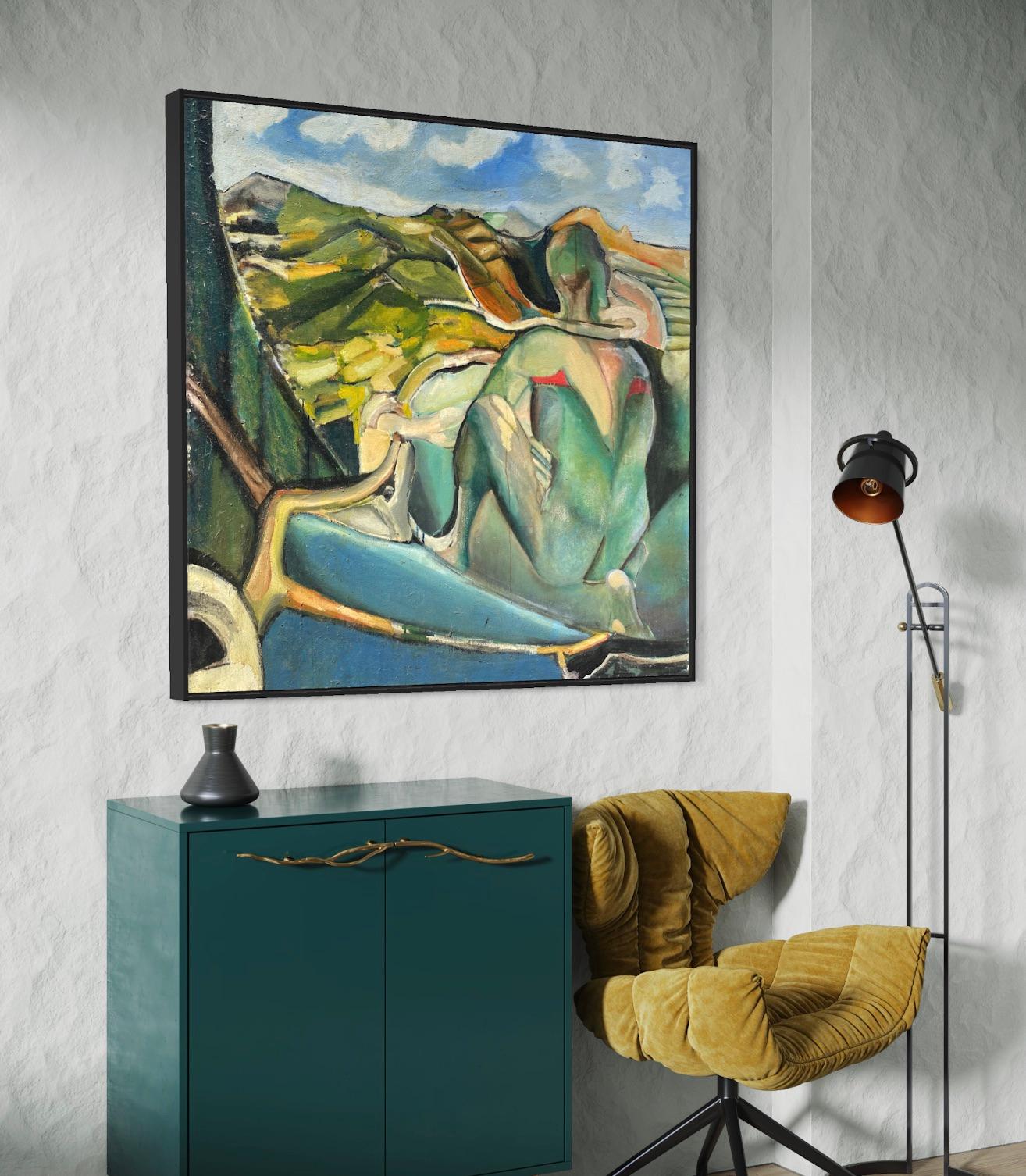 „The Man of the Mountains“ von Steven Rehfeld – Surrealistische grüne Landschaftskunst im Angebot 5