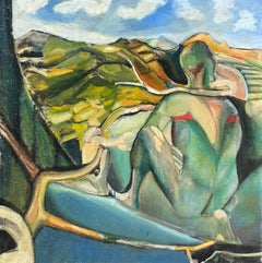 « The Man of the Mountains » de Steven Rehfeld - Art de paysage vert surréaliste