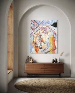 "The New York" - Textured Mixed Media Colorful Blue Abstract Expressionist