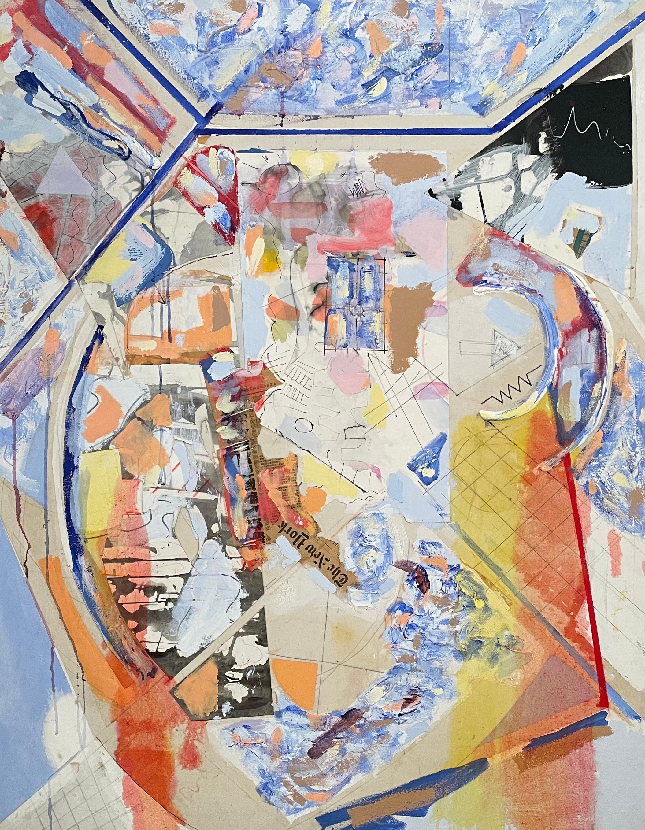 Abstract Painting Steven H. Rehfeld - "The New York" Grande oeuvre abstraite contemporaine en Mixed Media de Steven Rehfeld