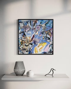 "The Ocean" - Vibrant Bold Mixed Media Textured Abstract Artwork in Blue Palette