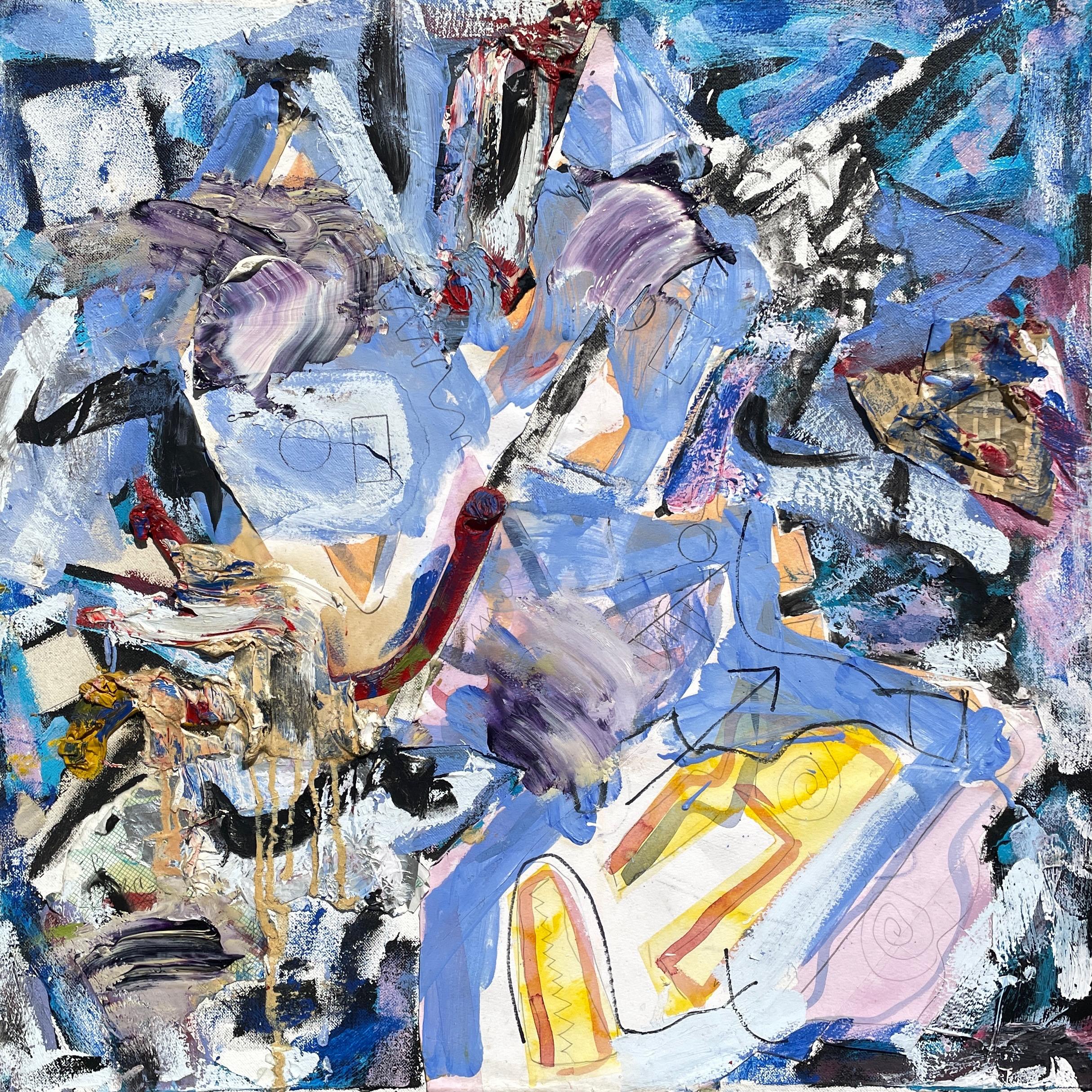 "The Ocean" - Vibrant Bold Mixed Media Textured Abstract Artwork in Blue Palette - Mixed Media Art by Steven H. Rehfeld