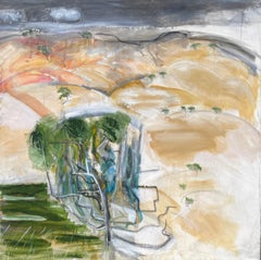 "Rolling Hills" by Rehfeld - Expressionist Muted Earth Tone Cloudy Landscape
