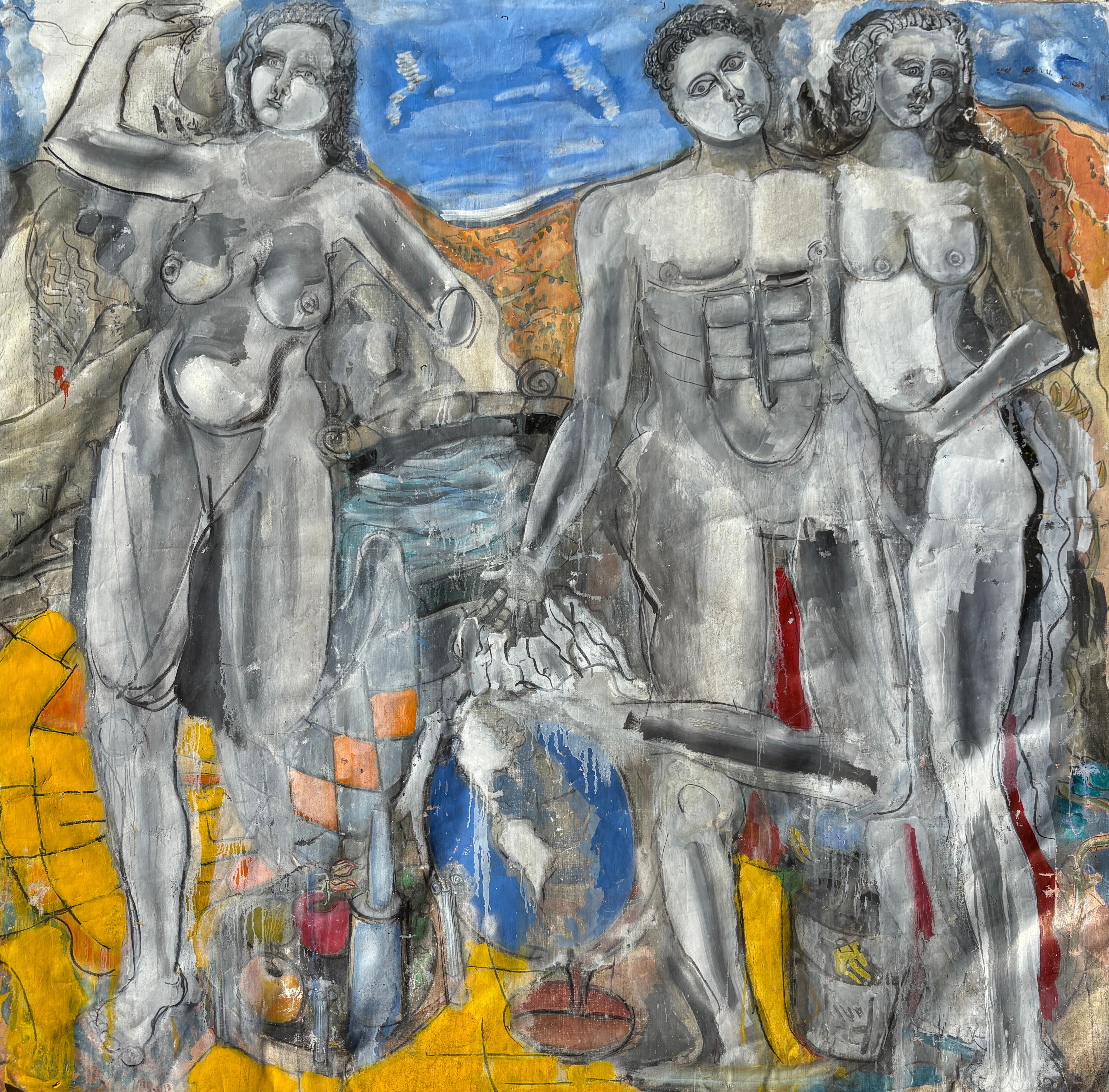 Figurative Painting di Steven H. Rehfeld - "Un'unione incompiuta" di Rehfeld - Quadro astratto figurativo di grandi dimensioni